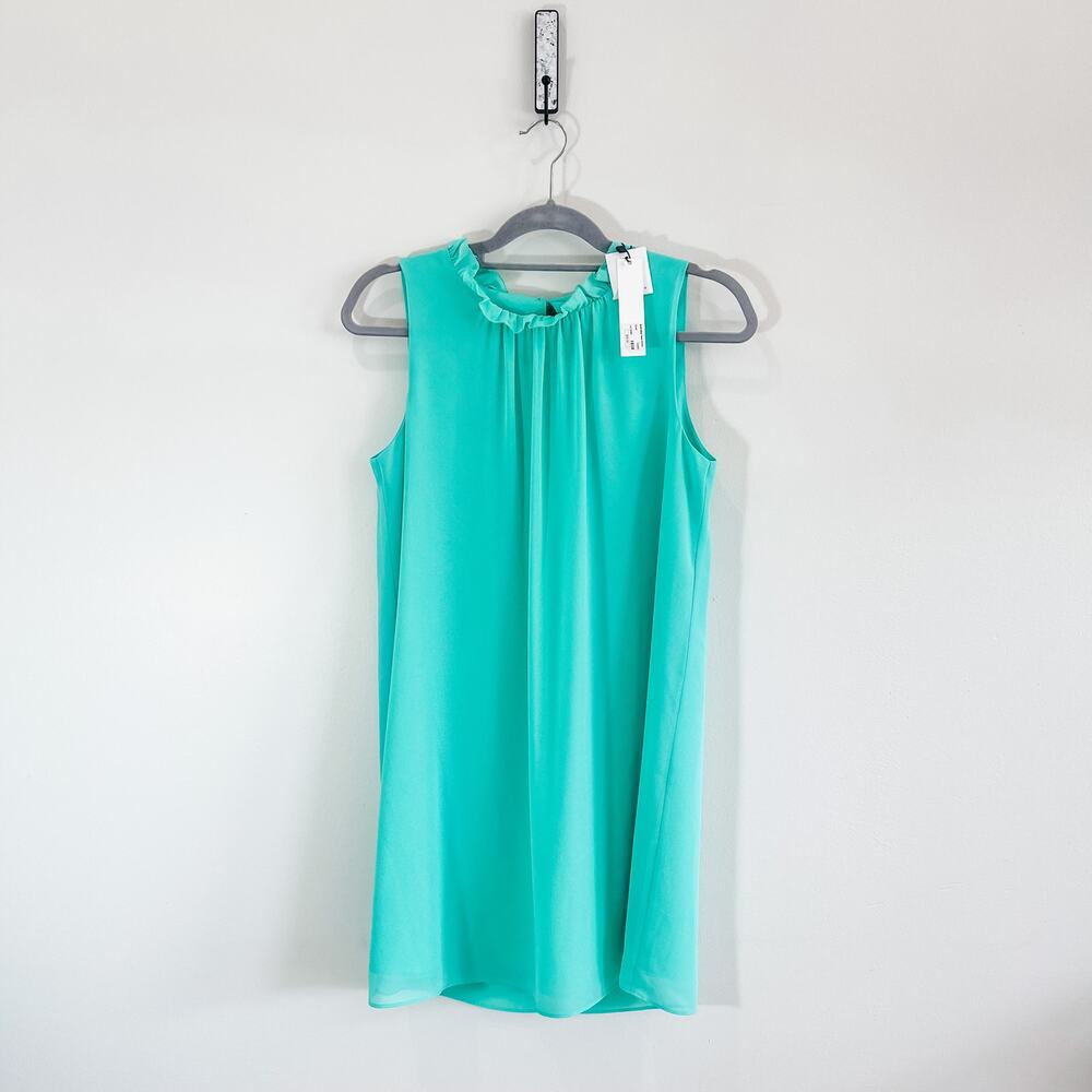 NWT Naked Zebra Small Mint Shift Dress Sleeveless Ruffle Neck Midi